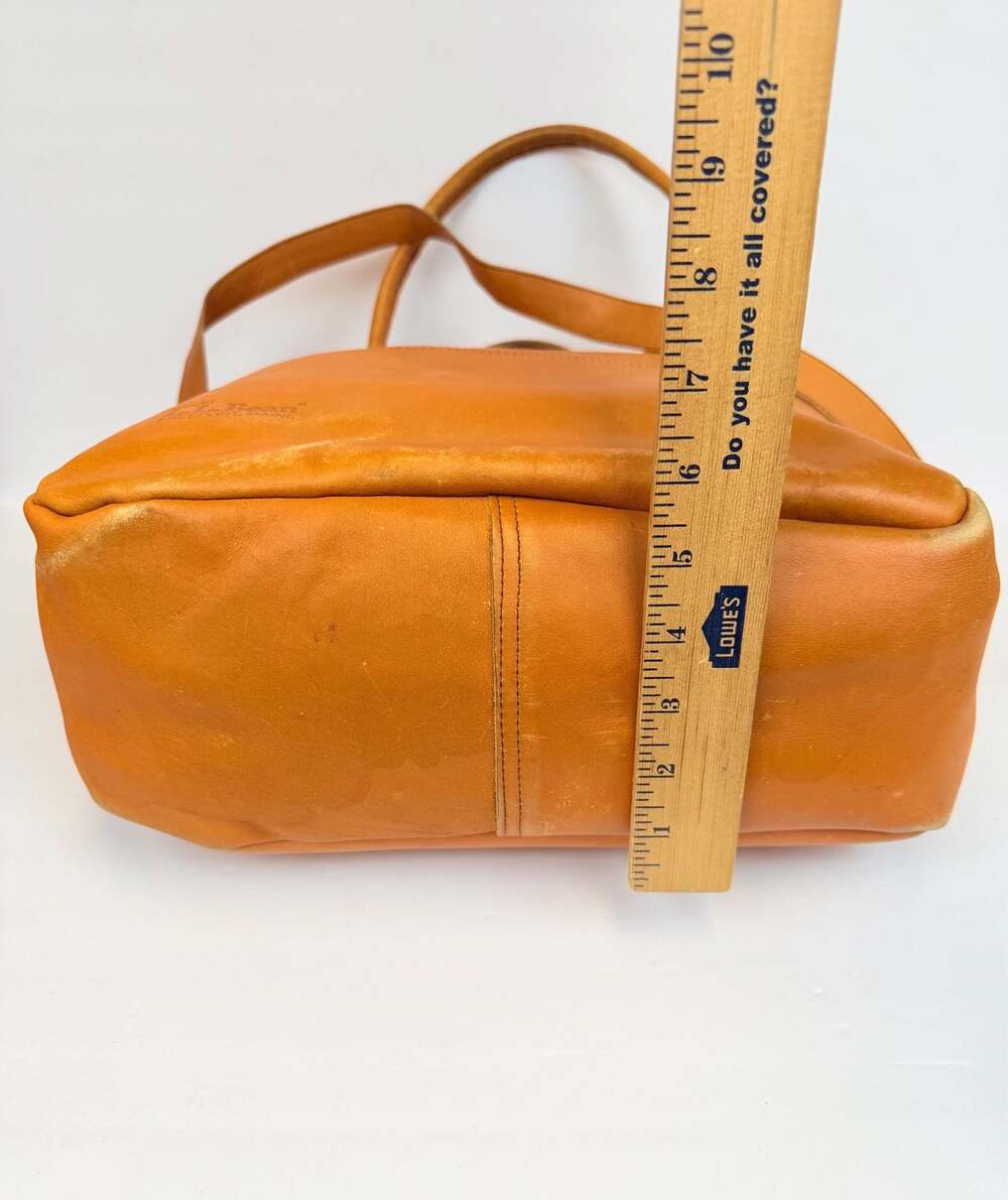 LL Bean Vintage 70s 80s Tan Leather Boat Tote Bag Satchel Brown Top Handle Strap - Picture 5 of 8